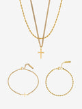 CROSS X ROPE 3MM SET | 18K Gold